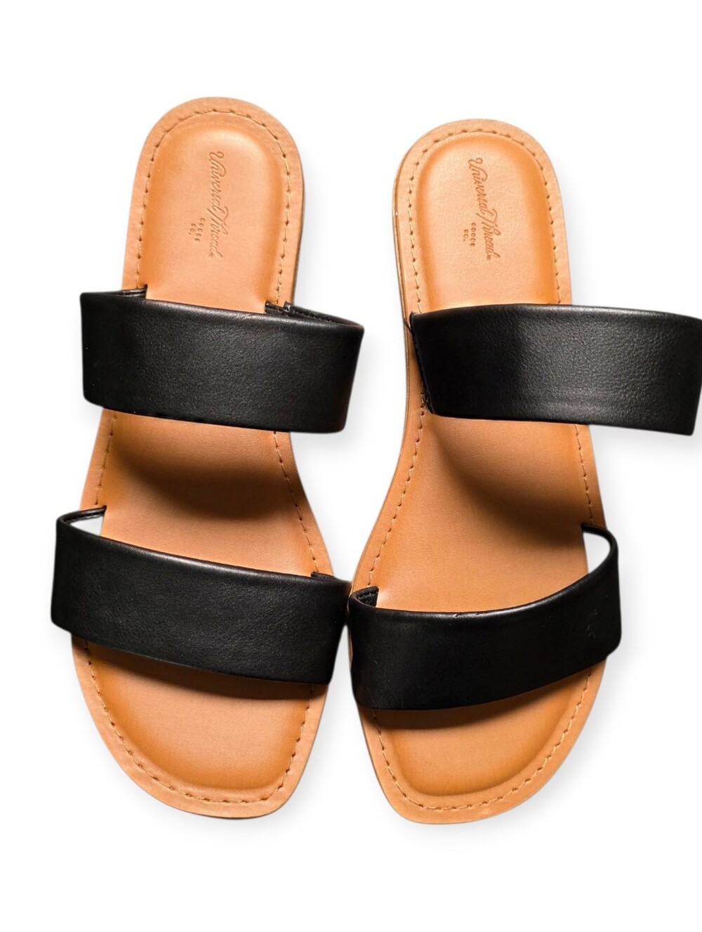 Universal Thread Freya Black Two-Band Slide Sandals Size 8